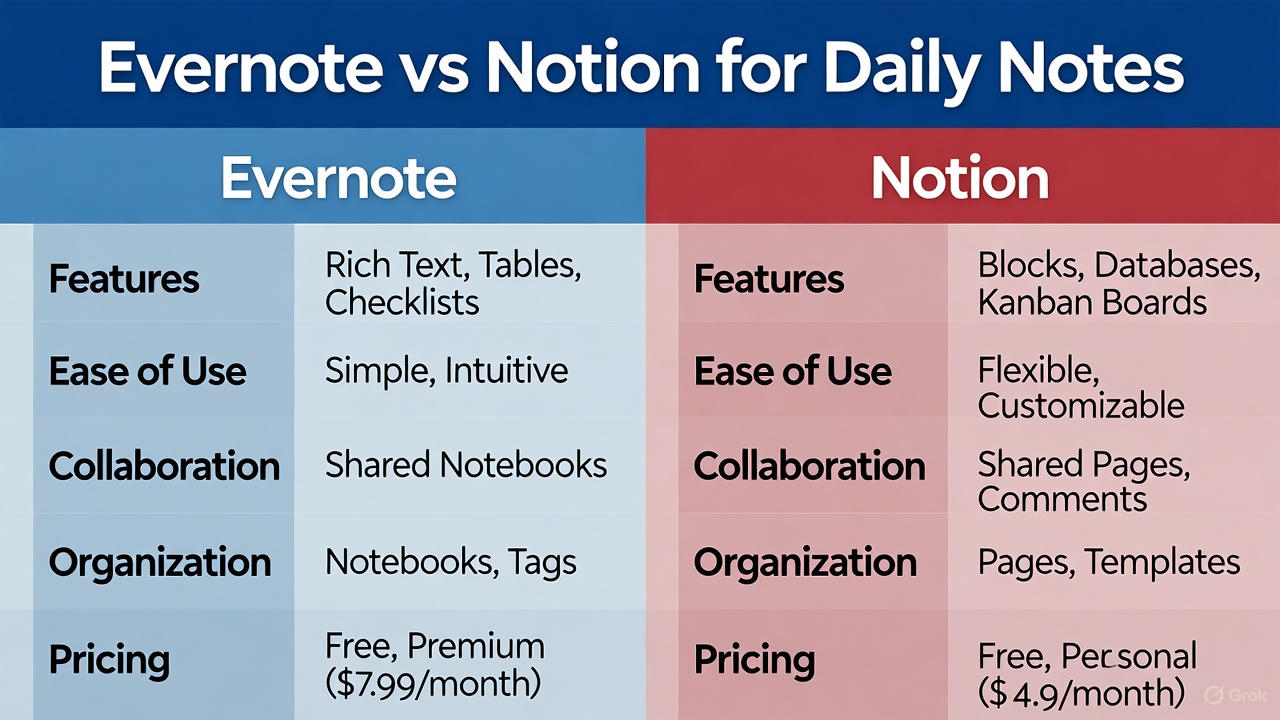 Evernote vs Notion for daily notes| Which Note-Taking App Wins in 2026?